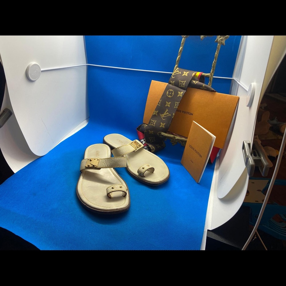 LV Louis Vuitton rare leather sandals 35 - Picture 2 of 16